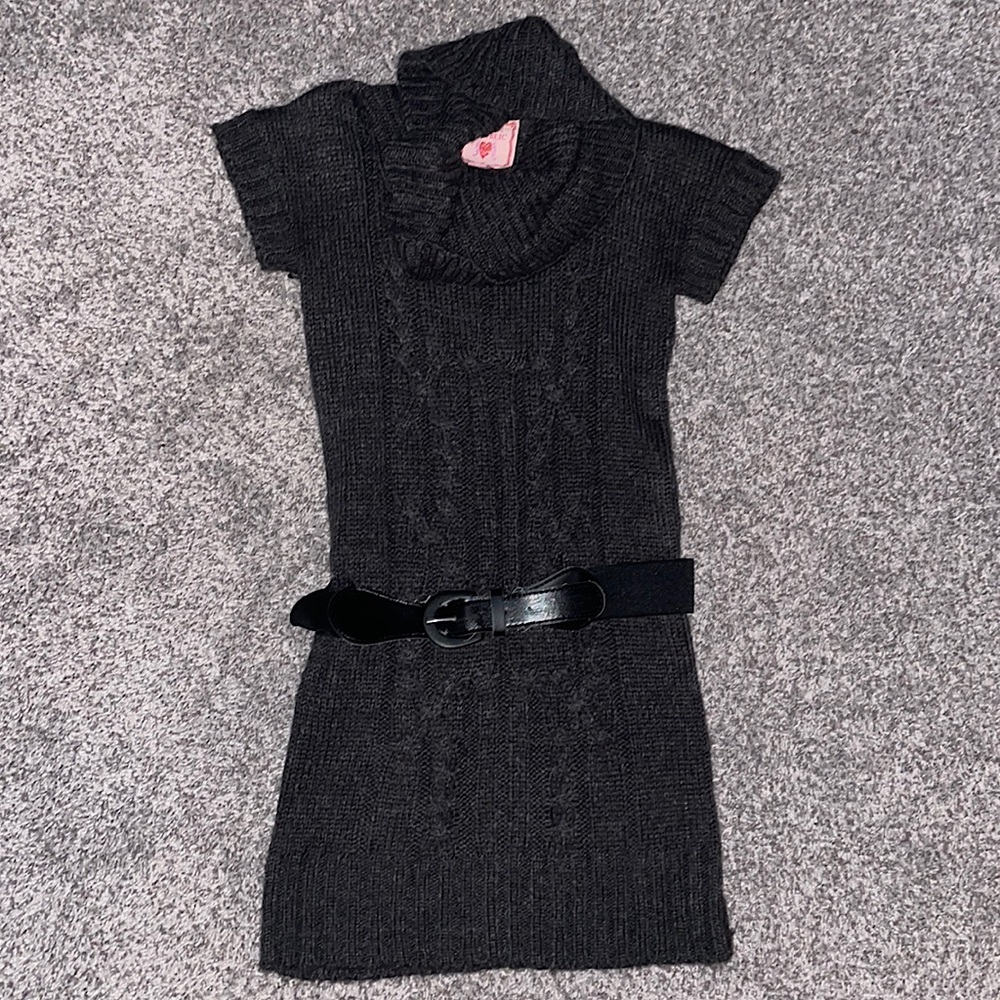Dark grey short sweater dress